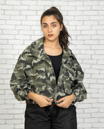 Load image into Gallery viewer, Army Hoodie - short Jacket
