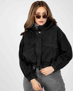 Load image into Gallery viewer, Short Gabardine jacket With Hood
